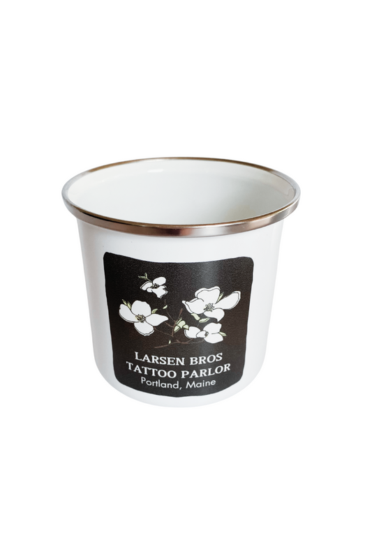 Larsen Bros Tattoo Parlor Enamel Mug